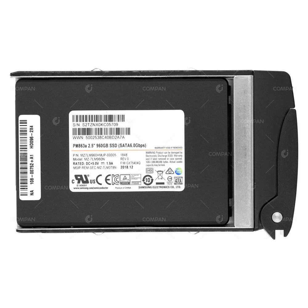 108-00752  NETAPP 960GB 6G SATA 2.5 SFF PM863A SSD